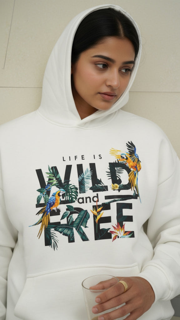 House of Dray "Wild & Free" White Oversize Hoodie