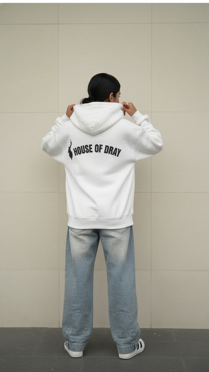 House of Dray "Wild & Free" White Oversize Hoodie