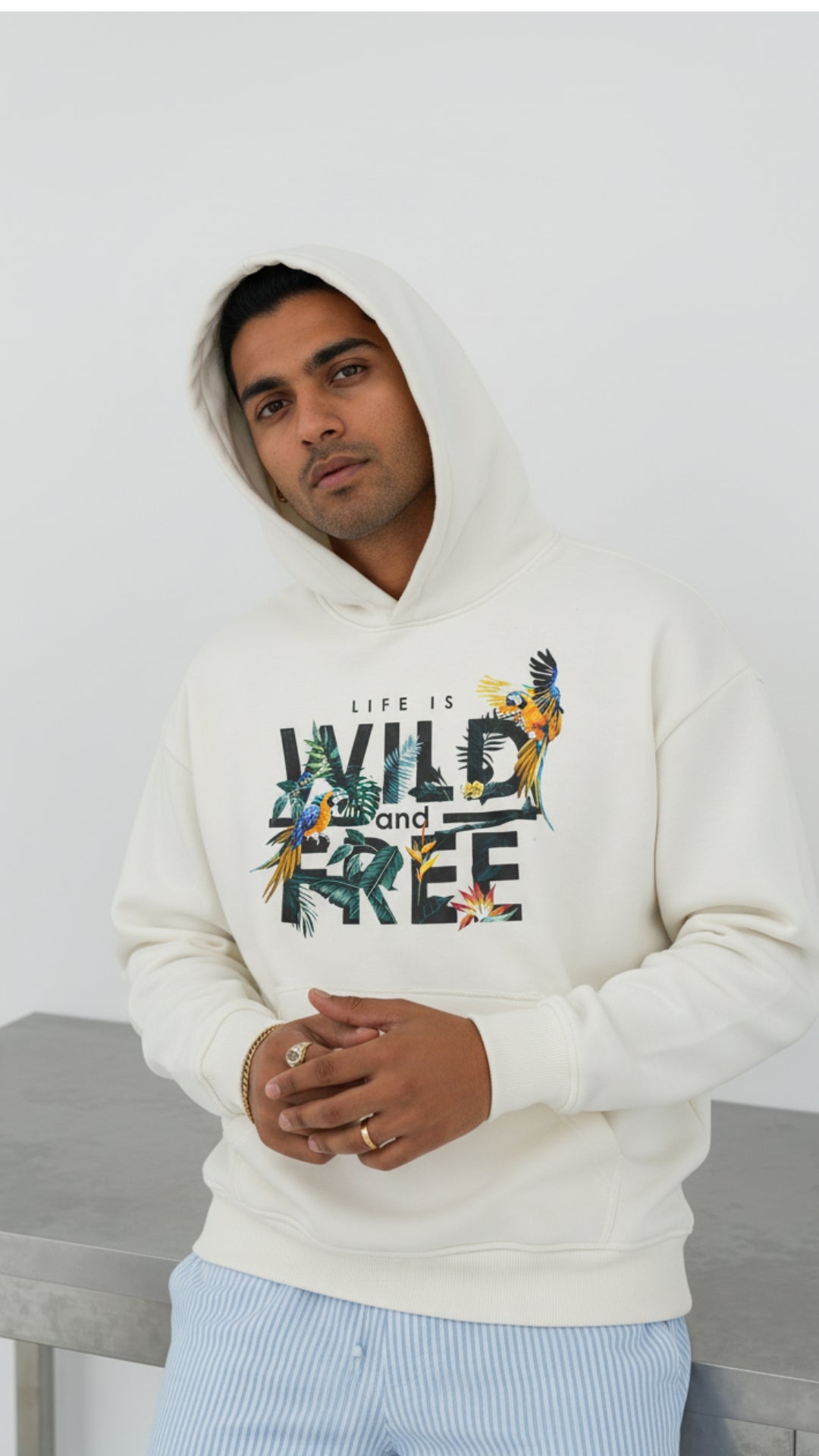House of Dray "Wild & Free" White Oversize Hoodie